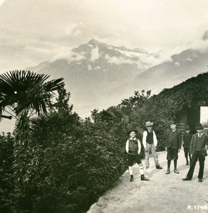 Italy Tyrol Alps Mountain Merano Gilf Promenade Old Stereoview Photo 1900