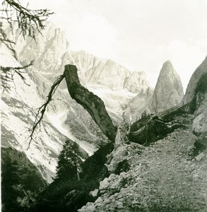 Italy Dolomites Mountain Fischleintal Elferkofel Old Stereoview Photo NPG 1900