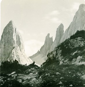 Italy Dolomites Mountain Fischleintal Zwölferkofel Hochleist Stereo Photo 1900