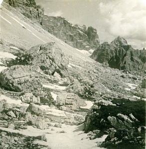 Italy Dolomites Paternsattel at Dreizinnenhütte Old Stereoview Photo NPG 1900
