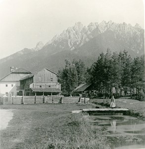 Italy South Tyrol Mountain Toblach Rienz & Neunerkofel Stereoview Photo NPG 1900