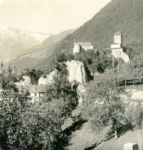 Italy South Tyrol Mountain Meran Castle Schloss Tirol Stereoview Photo NPG 1900