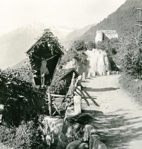 Italy South Tyrol Mountain Meran Castle Schloss Tirol Stereoview Photo NPG 1900