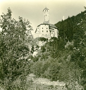 Italy South Tyrol Mountain Pustertal Castle Old Stereoview Photo Photobrom 1900