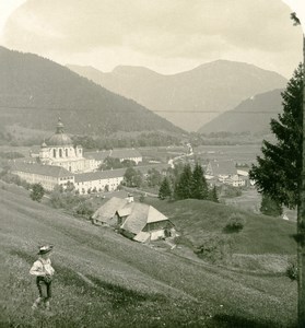 Germany Bavarian Highlands Ettal Abbey Panorama Old Stereoview Photo NPG 1900