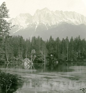 Germany Bavarian Highlands Bader Lake Waxenstein Old Stereoview Photo NPG 1900