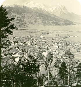 Germany Bavarian Highlands Partenkirchen Zugspitze Old Stereoview Photo NPG 1900