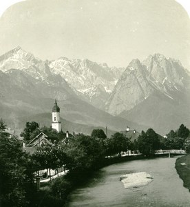 Germany Bavarian Highlands Garmisch Zugspitze Old Stereoview Photo NPG 1900