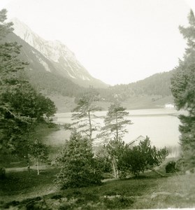 Germany Bavarian Highlands Lautersee Lake Wetterstein Stereoview Photo NPG 1900