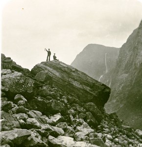 Norway Rocks at Gudwangen Old Stereoview Photo 1900