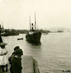 Norway Tromso Fishing Steamer Old Stereoview Photo 1900