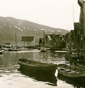 Norway Tromso views of the Harbor Old Stereoview Photo 1900