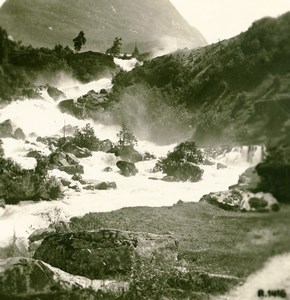 Norway Torrent Stream at Maeraak Old Stereoview Photo 1900