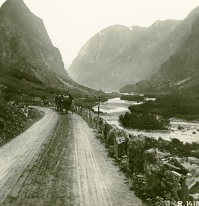 Norway Nerotal Panorama Old Stereoview Photo 1900