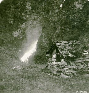 Norway Waterfall near Stalheim Old Stereoview Photo 1900