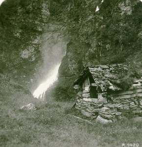 Norway Waterfall near Stalheim Old Stereoview Photo 1900
