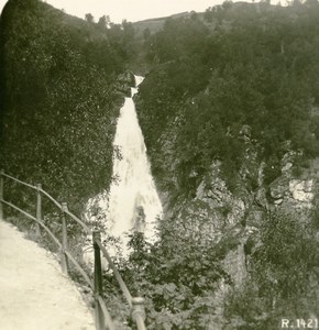 Norway Waterfall near Stalheim Old Stereoview Photo 1900