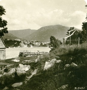 Norway Bergen Street Old Stereoview Photo 1900