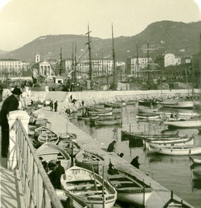 France French Riviera Nice Harbor Old Stereoview Photo NPG 1900