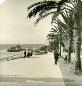 France French Riviera Nice Wharf Quai du Midi Old Stereoview Photo NPG 1900