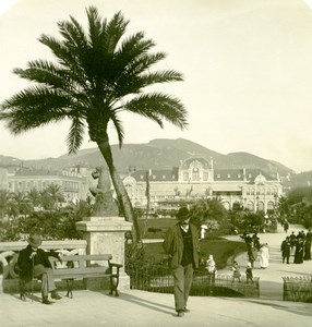 France French Riviera Nice Casino Gardens Old Stereoview Photo NPG 1900