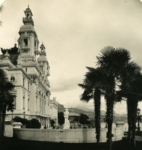 France French Riviera Monte carlo Casino & Terrace Old Stereoview Photo NPG 1900