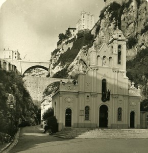 France French Riviera Monaco Church St Devote Old Stereoview Photo NPG 1900