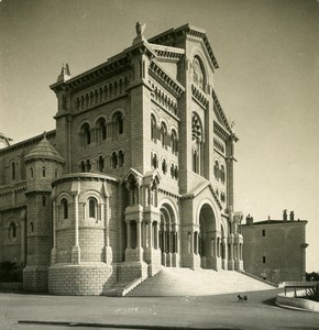 France French Riviera Monaco Cathedral Old Stereoview Photo NPG 1900