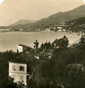 France French Riviera Menton Panorama Old Stereoview Photo NPG 1900