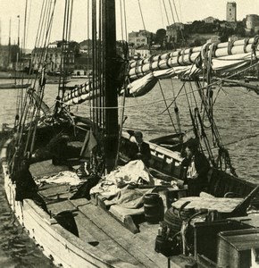 France French Riviera Cannes Harbor Old Stereoview Photo NPG 1900