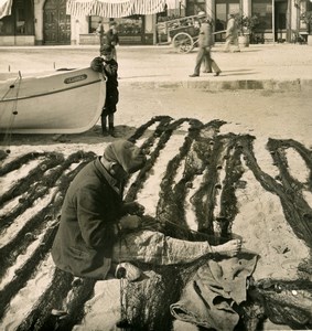 France French Riviera Cannes Fisherman Old Stereoview Photo NPG 1900