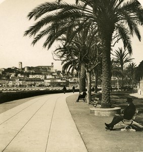 France French Riviera Cannes Croisette Old Stereoview Photo NPG 1900