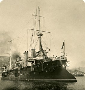 France French Riviera Villefranche Cruiser Dachayla Stereoview Photo NPG 1900