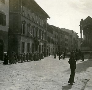 Italy Firenze Place Santa Croce Old Amateur Stereoview Photo Possemiers 1900