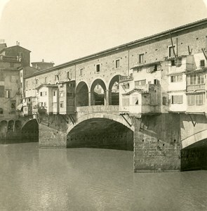Italy Firenze Ponte Vecchio Old Stereoview Photo NPG 1900