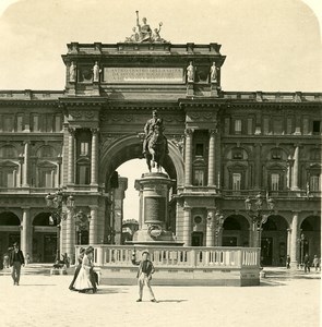 Italy Firenze Place Vittorio Emanuele Old Stereoview Photo NPG 1900