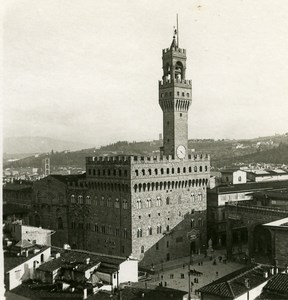 Italy Firenze Palazzo Vecchio Old Stereoview Photo NPG 1900
