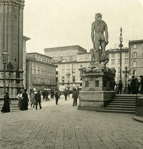 Italy Firenze Place of Signoria Old Stereoview Photo NPG 1900