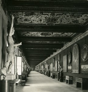 Italy Firenze Palazzo Uffizi East Corridor Old Stereoview Photo NPG 1900