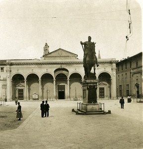 Italy Firenze Place Annunziata Old Stereoview Photo NPG 1900