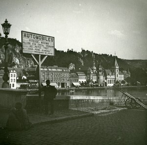 Belgium Dinant Speed Limit Sign Old Amateur Stereoview Photo Possemiers 1900