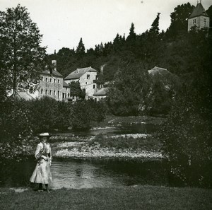 Belgium Lesse River Walzin Castle Old Amateur Stereoview Photo Possemiers 1900