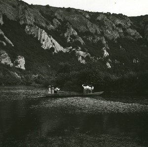 Belgium Lesse River at Gendron Old Amateur Stereoview Photo Possemiers 1900