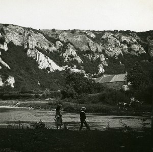 Belgium Lesse River at Gendron Old Amateur Stereoview Photo Possemiers 1900