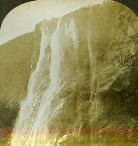 Norway Fjord Geiranger Waterfall Seven Sisters Stereoview Photo William Rau 1903