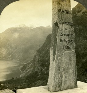 Norway Fjord Geiranger Merok Rock Hewn Mountain Stereoview Photo Kelley 1910