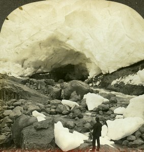 Norway Briksdalsbre Nordfjord Glacier Ice Cavern Stereoview Photo Kelley 1910