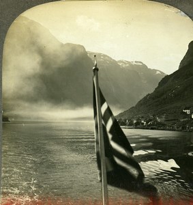 Norway Nærøyfjord Sognefjord Old Stereoview Photo Kelley 1910