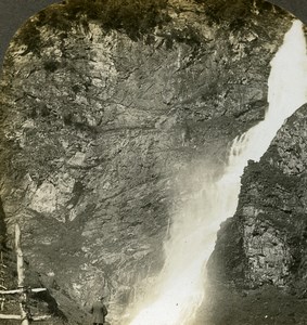 Norway Stalheim Cascade Waterfall Old Stereoview Photo William Rau 1903