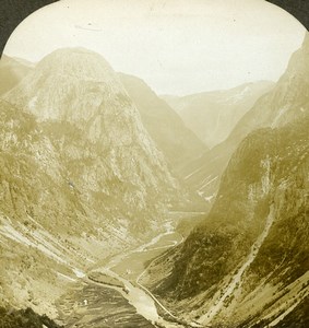 Norway Great Nærødal Pass Mountain Old Stereoview Photo William Rau 1903